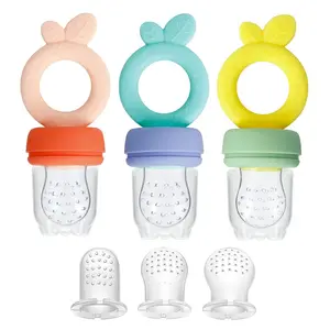 Mother's Day Gift  3 Pack Silicone Baby Fruit Food Feeder Pacifier with 3 Sizes Silicone Pouches, BPA Free Mesh Feeder for Infants