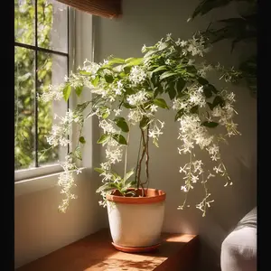 Trailing Jasmine Seeds – High Germination Bridal Veil, Fragrant Cascading Blooms, Easy to Grow Indoor & Balcony Nodding Jasmine, Long-Lasting Aroma, Rare Home Garden Plant(300pcs)