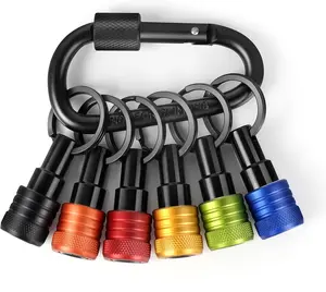 Upgraded 6 count 1/4 inch Hex Shank Bit Holders,  with Carabiner, Quick-change Design for Nut Driver,  & Drill Bits, Include  Carabiner Gifts for Men (Color)