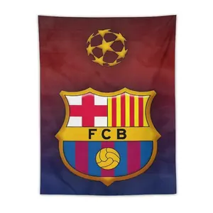 FCB Soccer Club Crest Tapestry Champions League Style Wall Hanging for Barça Fans Bedroom & Man Cave Decor