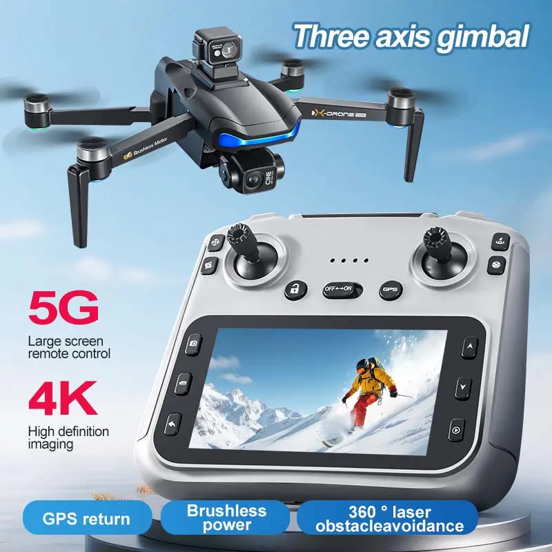 AeroVibe.2026- V06S latest three-axis gimbal GPS drone,Camera for Adults 1080P, 4.5"LCD Screen Control and Follow Me, 5GHz FPV Real-Time and GPS Auto Return, Up to 32G SD Card, RC Quadcopter drone Beginner, Long Flight Time Under 242g. tiktokshopbacktosch