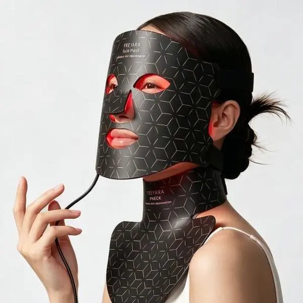 LED Light Therapy Silicone Mask for Face and Neck Firming and Brightening, 4-Color, 480 LED Beads Multi-Functional Colorful Infrared LED Face Mask