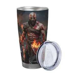 Kratos Blades of Chaos 20oz Stainless Steel Travel Tumbler - Double-Wall Vacuum Insulated Mug - Portable Drinkware for College Students, Home Office Desk, and Gym Enthusiasts