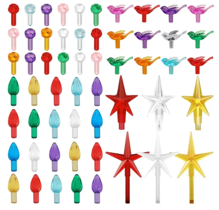 186 Pieces Ceramic Christmas Tree Replacement Bulb Set Includes 60 Ceramic Tree Replacement Lights Ornaments 60 Ceramic Tree Globe Lights 60 Christmas Tree Bird Lights 6 Stars(Multi Color)