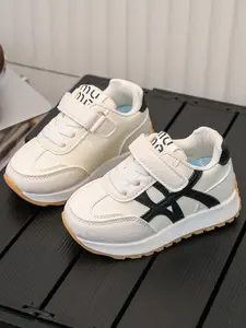 2026 Retro Patchwork Children Sports Shoes, Athletic Shoes, Double Strap and Lace Design, Thick Sole for Comfort and Slip Resistance, Breathable Mesh for All Seasons, Lace Up Sneaker, Athletic Footwear