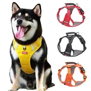 Anti-pull, reflective, adjustable dog leash, chest harness, vest style for small, medium, and large dogs, easy to put on and take off.