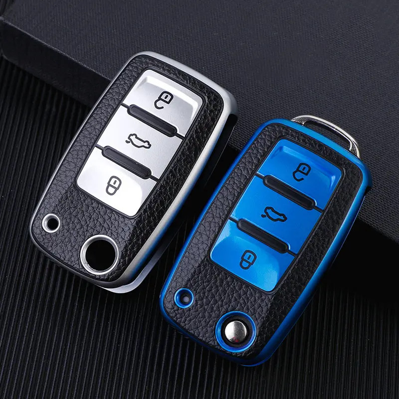 For Car TPU Car Key Case Cover Shell Fob For VW Volkswagen MK4 Bora Golf Jetta Passat Polo Bora Touran Skoda Seat Tiguan Lavida Octavia