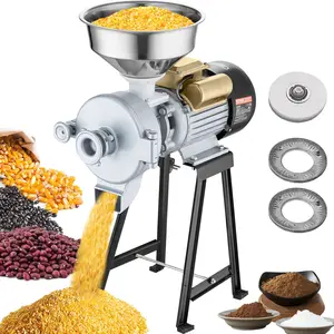 VEVOR 3000W Power Electric Grain Mill, Commercial Thickness-Adjustable Powder Machine with Funnel, Heavy-Duty Dry & Wet Device for Corn, Feed, Flour