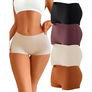 Womens Seamless Boy Shorts Underwear Soft Stretch No Show Boxer Shorts Briefs Panties for Ladies 4 Packs SKIRT REALM