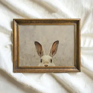 Vintage Easter Bunny Print, Muted Spring Rabbit Painting Wall Art Unframed
