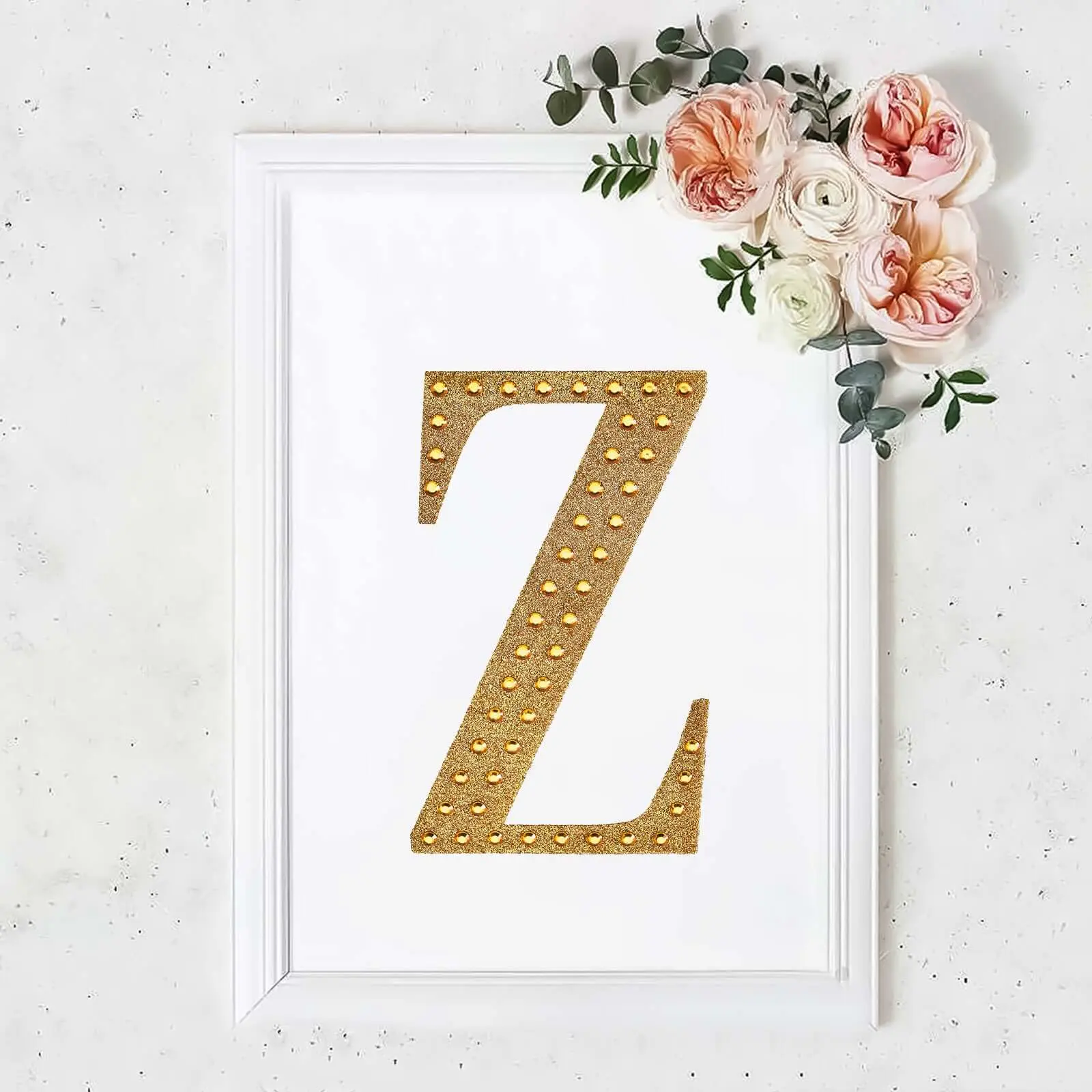 8-in Aesthetic Gold Rhinestone Alphabet "Z" Letter Stickers, 8 Inches Default Glitter Adhesive Craft Embellishments for DIY Scrapbooking, Wedding Decor, Aesthetic Stickers, Crafting