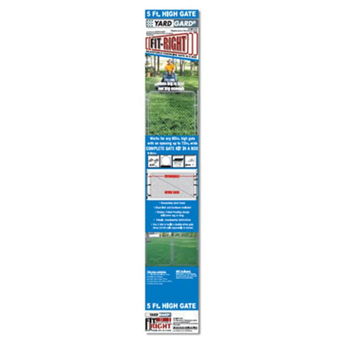 212 MAIN 48 in. Adjustable Expandable Single Walk Galvanized Chain Link Gate, Silver Metallic, Complete Right-Fit Gate Kit, Complete Gate Kit