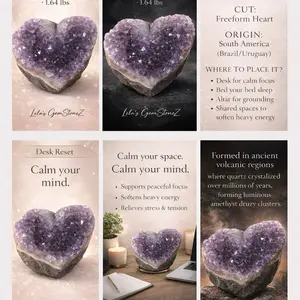 Amethyst Druzy Guardian Heart – Natural Crystal Cluster (1.64 lbs) crystals crystal Amethyst Crystal Decor livesale flawless Intention-Powered