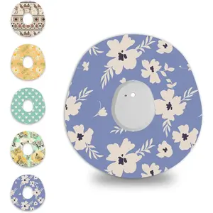 20Pcs G7 & Stelo Overpatches 15 Days Long Stay Floral Pattern Print Adhesive Patches for CGM, Latex-Free & Hypoallergenic Overlay, Precut Hole for G7