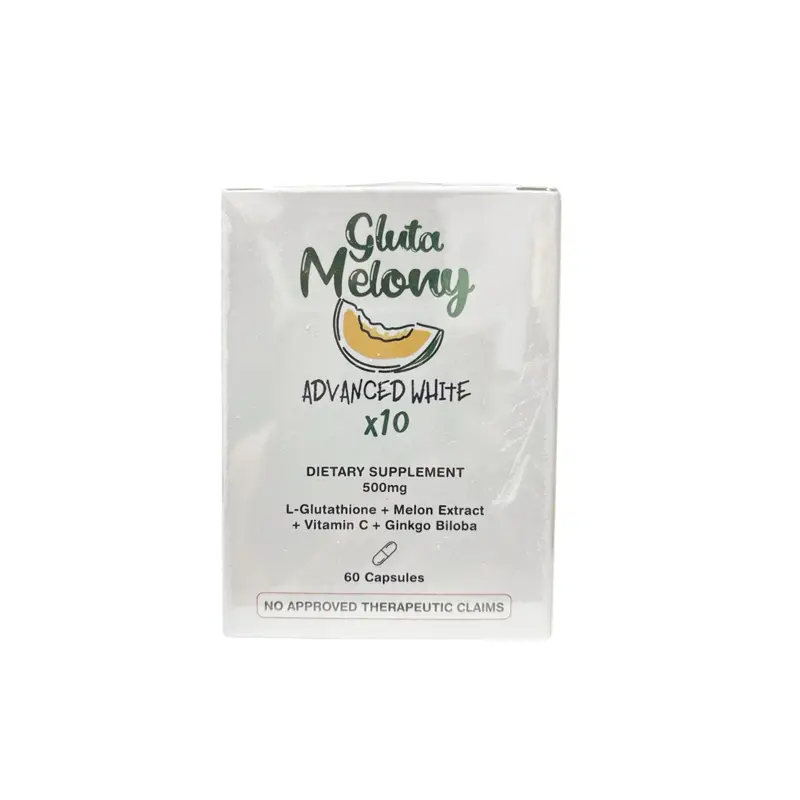 melon glutathione Gluta Melony Advanced White x10 Dietary Supplement – L-Glutathione, Melon Extract & Vitamin C with Ginkgo Biloba – 500mg, 60 Capsules