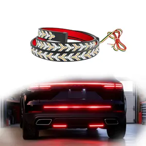 Red & Amber Fishbone Shape LED Tailgate Light Strip 60-Inch 528 LEDs Sequential Brake Turn Signal Strobe Kit for Truck Pickup SUV RV Vehicle LED Backlight Strobe Car Atmosphere Light
