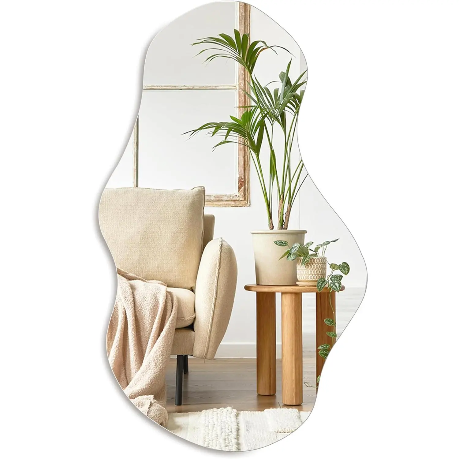 Irregular Wall Mirror Asymmetrical Mirror, 35''x21'' Decorative Modern Mirrors for Bathroom Bedroom Living Room Entryway, Cloud Frameless Mirror, Wall Mounted (35''x21'', Cloud)