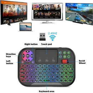 (Upgraded Version) Rechargeable Wireless Air Mouse Remote Control Mini Wireless Keyboard with Touchpad, Backlit Portable Wireless Keyboard, with 2.4G+BT5.2 USB dongle, suitable for smartphones, PCs, tablets, laptops, TV boxes, compatible with iOS, Android
