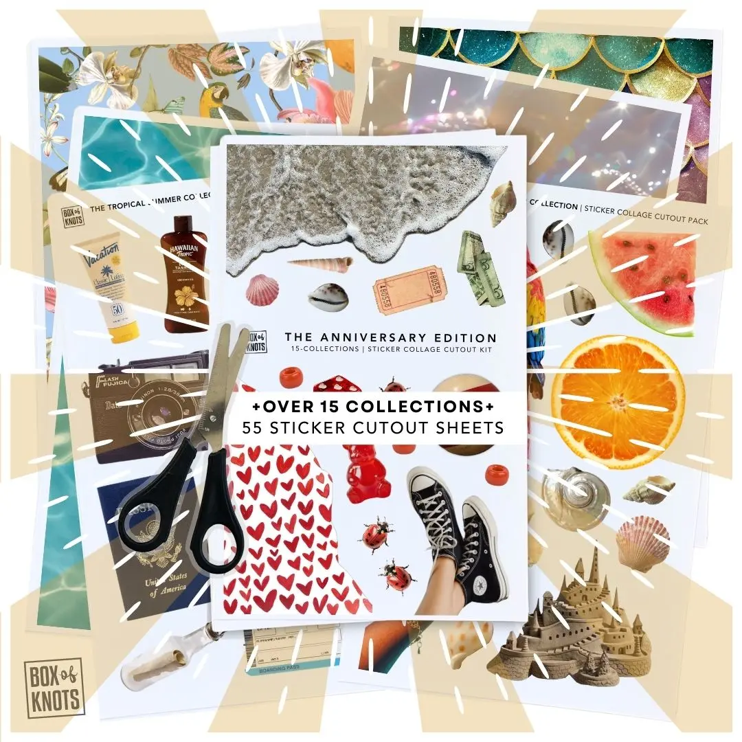 The Journal Collage Kit | Anniversary Edition | Ultimate Collage Cutout Pack | Full Sheet Sticker Adhesive Scrapbooking Journal Stickers Matte Decorative Junk Journaling