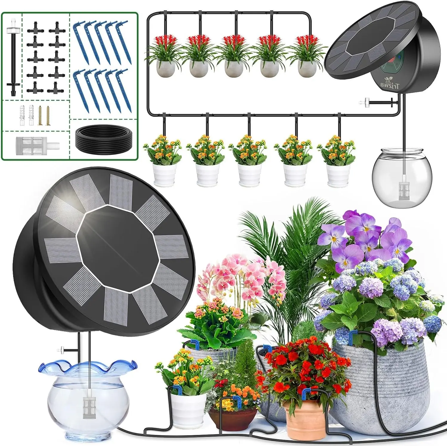 Solar Automatic Drip Irrigation System Kit, DIY Irrigation System for ...