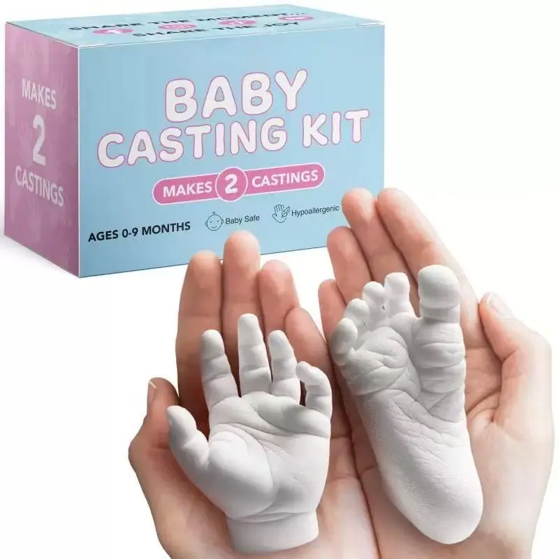 Dowmoo Baby Handprint Powder Set, 3D DIY Mold for Newborn Footprints, Infant Memorial Gift, Baby Shower, Easy-To-Use Craft Kit for Parents
