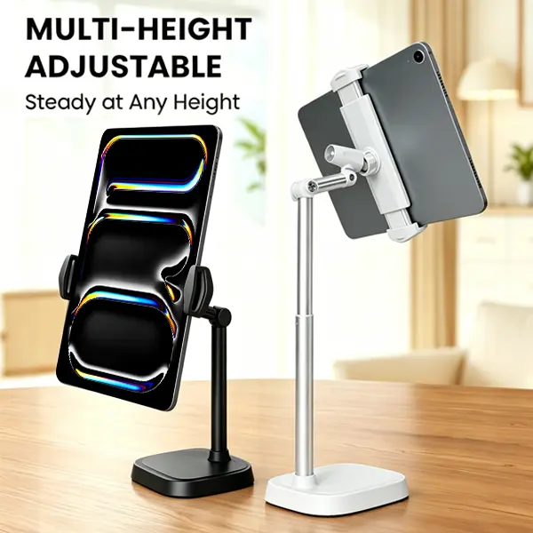 SMLCON Metal-Aluminum Clip Mount Tablet Stand Gadget - Height-Adjustable, 360° Rotatable, Tiltable, Silicone Protection, 4.4lb Capacity, Fits 17in Phones, Tablets, iPads, Portable Monitors, Plastic Stretch Design, Ideal for Anniversary, Casual Use