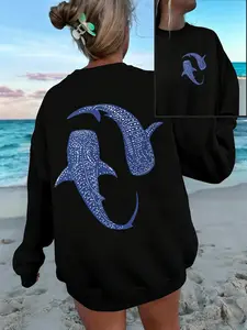 Whale Shark Aesthetic Ocean Sweatshirt – Vintage Coastal Graphic, Oversized Beachy Streetwear, Soft Cozy Crewneck