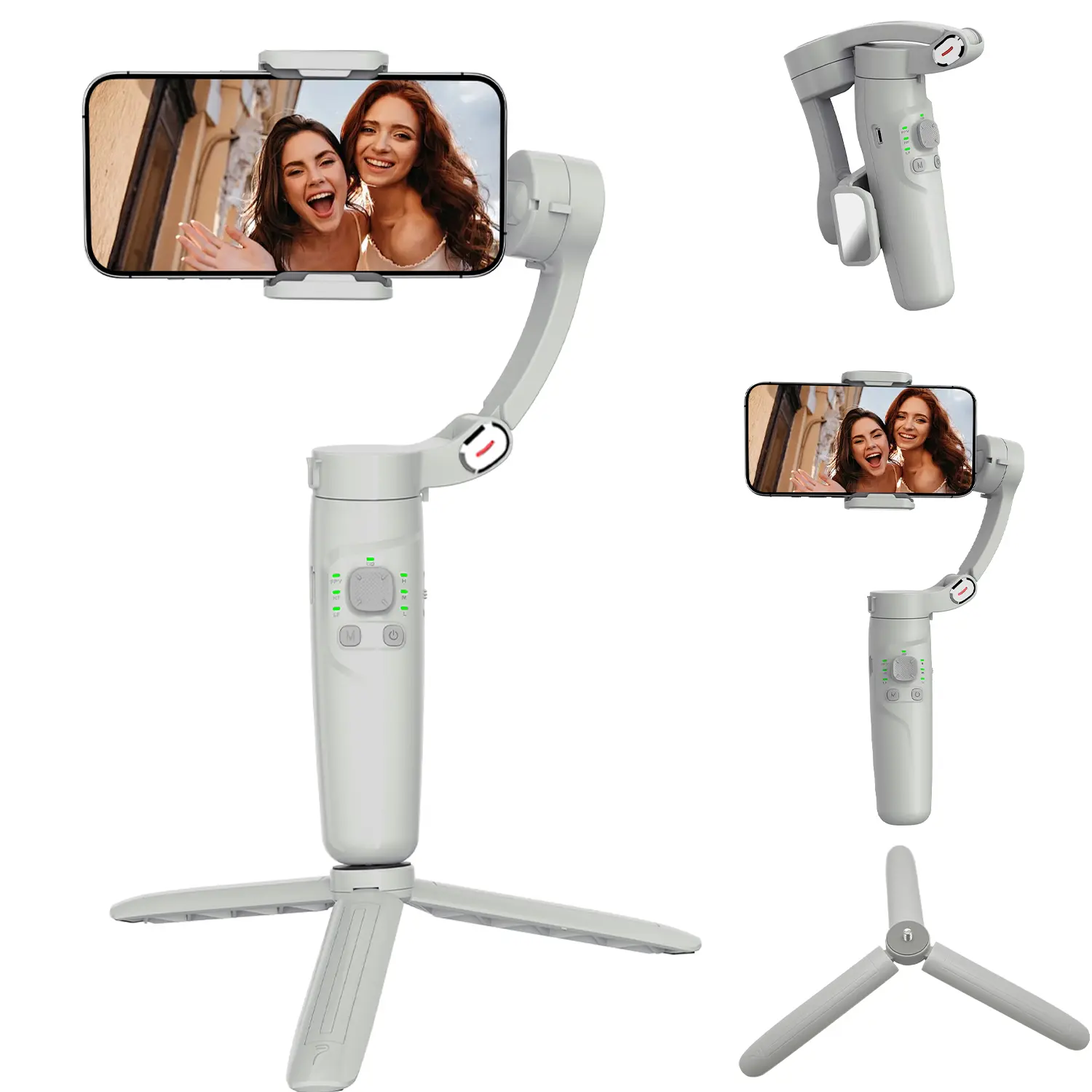 Gimbal Stabalizer, 3-axishandheld Phone Stabilizer with Fill Light, Active Rotating Automatic Face Tracking for Vlog, Compatible with  Android and iPhone, Tripod Stabilizer
