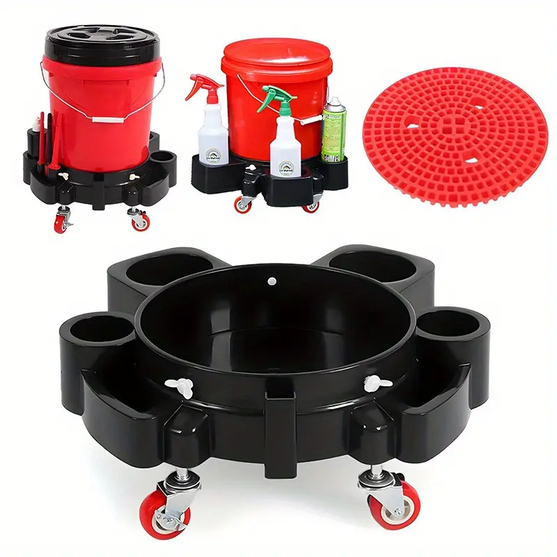 High-Power Adjustable Foam Blaster Car Washer - Heavy-Duty Frame Car Wash Equipment, 5-Wheel Mobility Wheelbarrow Cart with Grid Mat, High-Power Spray Tackles Tough Dirt, Automotive Garage Detailing Accessory, Vehicle Wash Kit