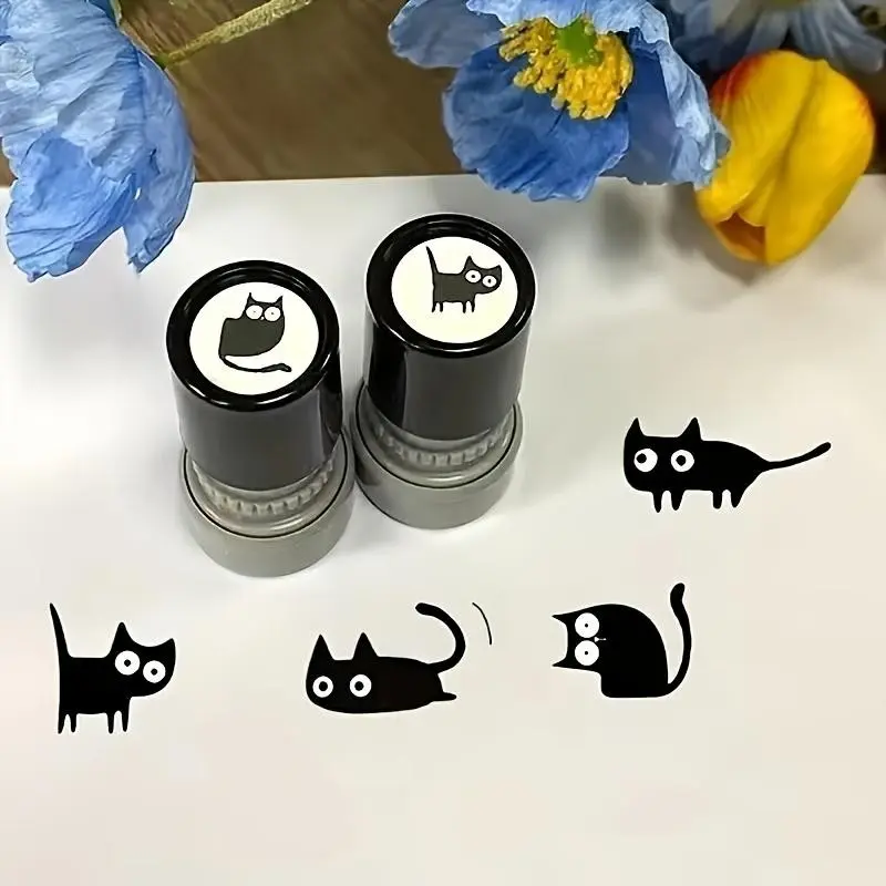 Cute Cartoon Cat Pattern Stamps Set of 4 DIY Kits, Fun Animal Design Rubber Seals, Perfect for Scrapbooking and DIY Projects