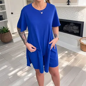 Women Plus Size 2 Piece T Shirt Dress Set Stretchy Oversized Hide Tummy Comfy Summer Loungewear Black Casual Outfit