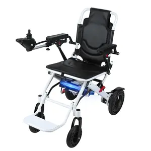 Explorinox Lightweight Foldable Electric Wheelchair with 500W Motors 12 Miles Range Airline-Friendly Durable Aluminum Alloy Dual Battery Options for Healthcare Equipment Tool