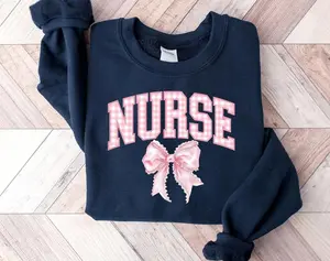 Nurse Coquette bow Sweatshirt, Pink Nurse Sweatshirt, Nurse Crewneck Sweatshirt, Nursing School, Nurses Week Appreciation