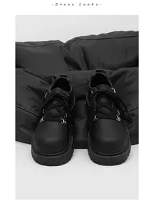1 Pair Black Chunky Flatform Derby Shoes | Dark Edgy Style | Platform Height + Non-Slip Sole + Metal Buckle Details | Daily Outings, Trendy Styling, Must-Have for Dark Aesthetic Lovers | Walking Shoes