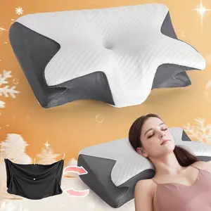 Memory Foam Neck Pillow with Pillowcase, 1 Counts Breathable Sleeping Pillow, Christmas Gift Ideas, Stocking Stuffers Soft Comfortable Supportive Memory Foam Pillow for Side Sleeping, Back Sleeping, Gift for Women & Men, Bedroom Accessories