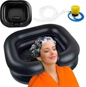 Double Layer Inflatable Hair Washing Basin, 1 Count Multifunctional Portable Hair Washing Basin with Neck Support Pillow And 40in Drainage Pipe, Home Supplies for Bathroom,Boyfriend Gifts，Bathroom Accessories