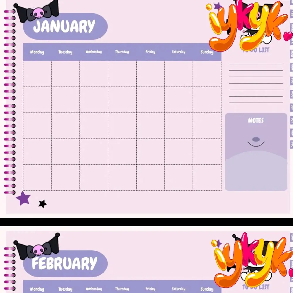 Cute customizable 12-Month Calendar