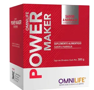 OML Power Maker | Power Gain | NATURAL & ARTIFICIAL ORANGE FLAVOR | VITAMIN, MINERAL & AMINO ACID SUPPLEMENT POWDER box with 30 packets of 0.36oz each