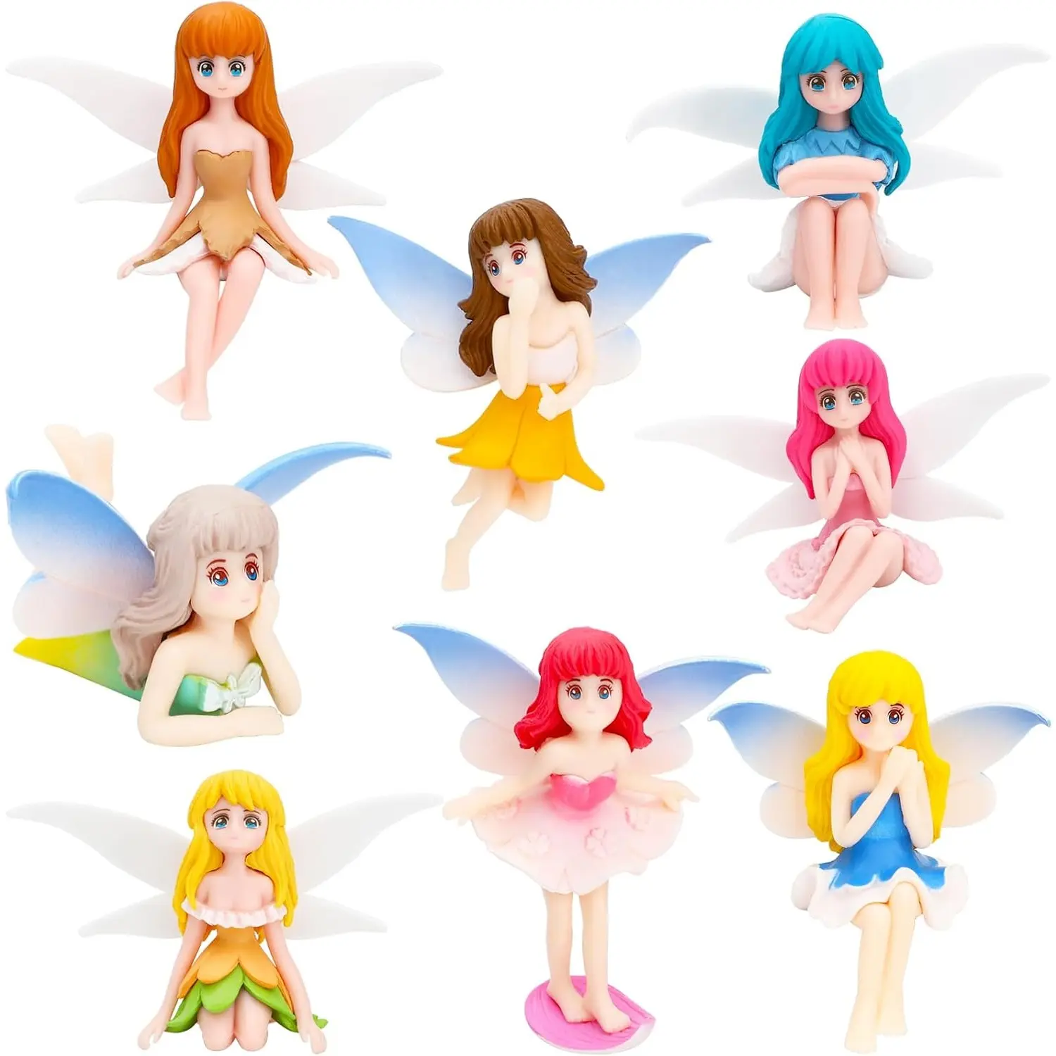 8-Piece Variety Waterproof Miniature Fairy Accessories Set - Hand-Painted Charm Figurines, Flower Pot, Garden Wands, Fly Wing Pieces for Decorating, DIY Crafts, Party Gift Fillers (Home & Garden Decor)