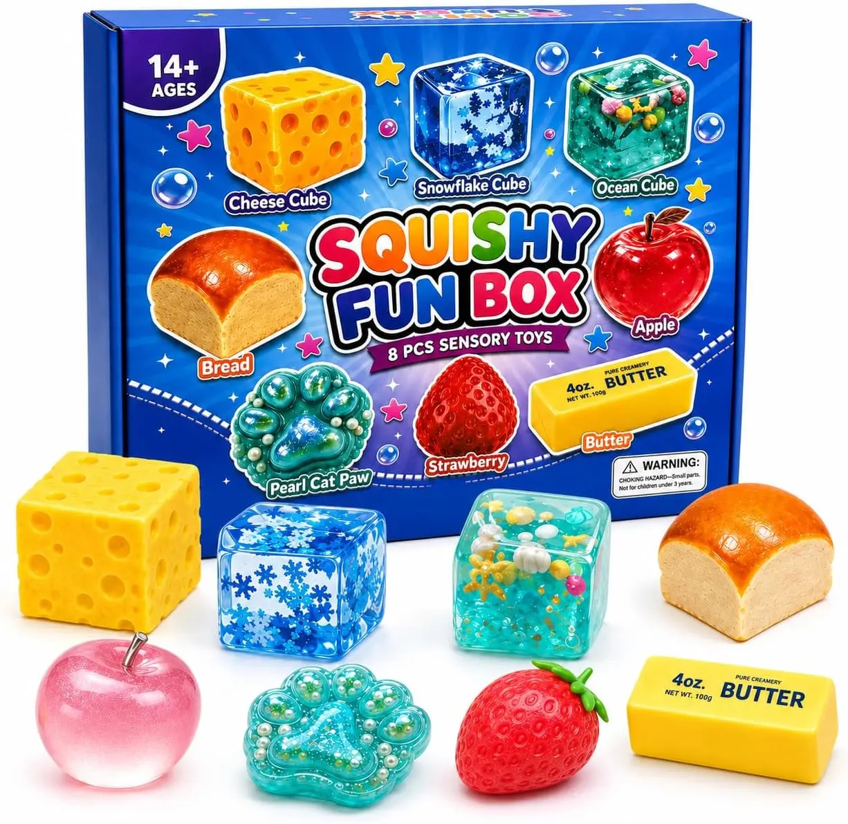 8-Piece Slow Rising Squishy Mystery Box Set, Malt Sugar Blind Box Fidget Toys with Fidget Trading Function, Soft Squeeze Desktop Sensory Accessory for Office, Fun Gift for Kids Teens