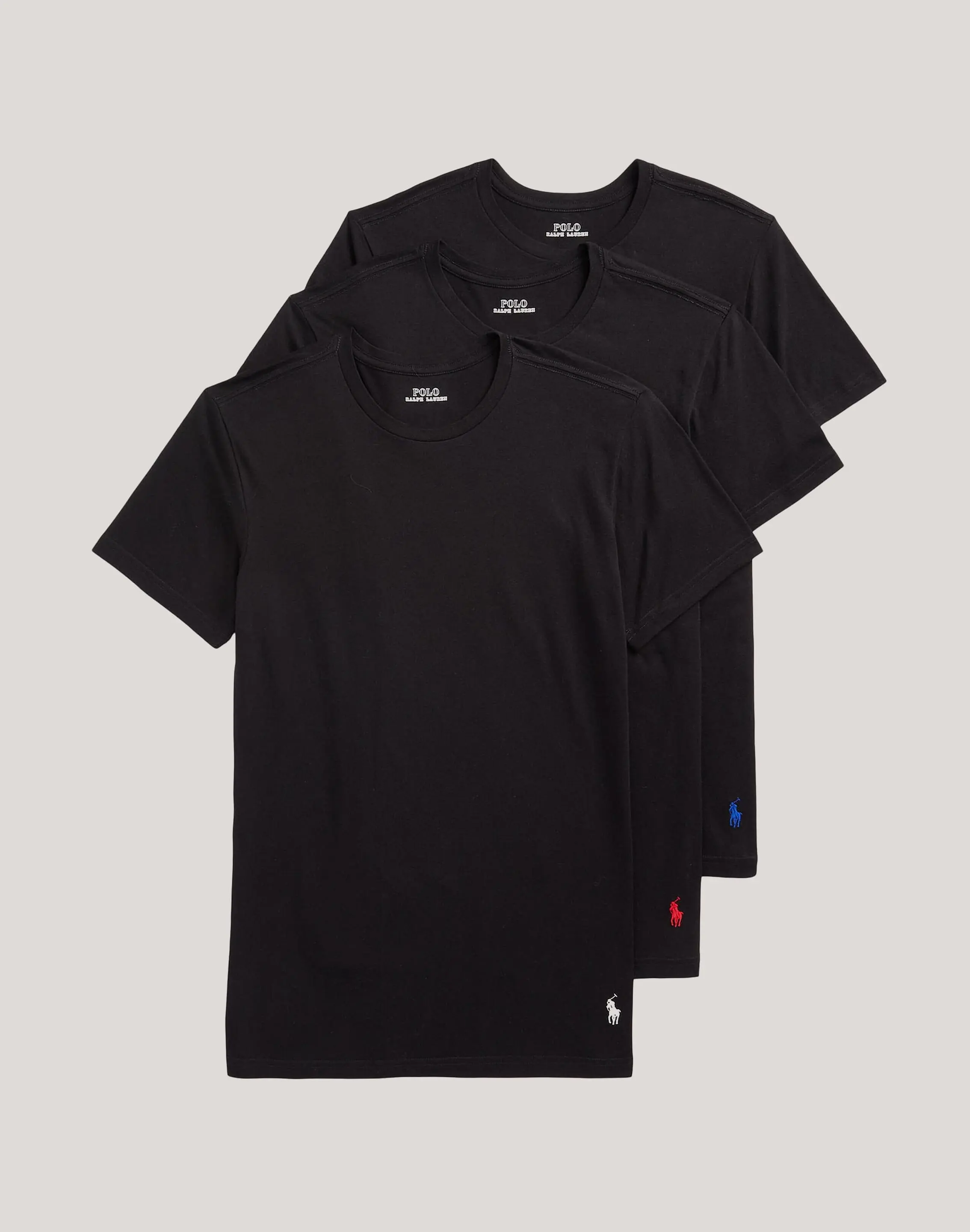Mens Polo Ralph Lauren Slim Fit Cotton Crewneck Tee 3-Pack