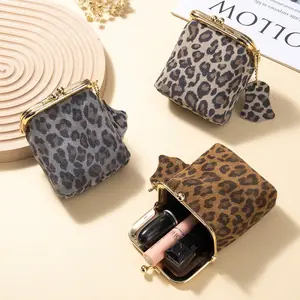 Mini Creative Leopard Print Lipstick Bag Multifunctional Compact Convenient Storage Bag Coin Purse for Women Coin Pouch