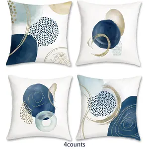 Abstract Geometric Pattern Cushion Cover, 4 Counts Modern Throw Pillow Cover, Household Decoration Supplies for Home Living Room Bedroom Sofa Couch, Cushion Slipcovers