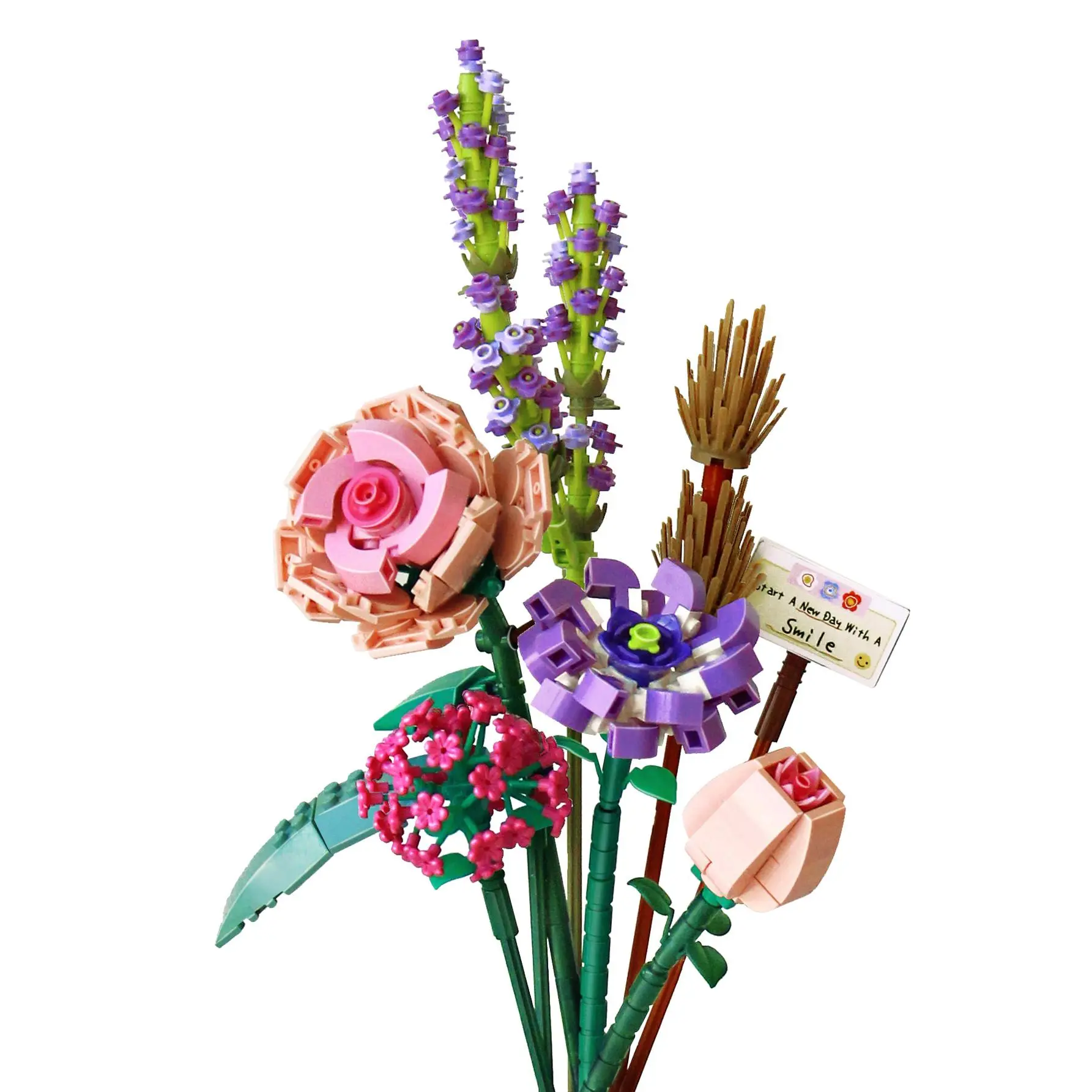 Flower Bouquet Design Building Blocks, Buildable Blocks Kit, Creative Building Block, DIY Educational Building Bricks Model, Building Blocks Playset, Unique Desktop Ornaments for Office Home Decor, Fidget Toys, Christmas Gift, Building Kit