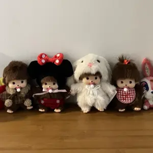 In Stock 15cm Mongon Monkey Kawaii Doll Keychain Bag Pendants Toy Hand Puppet Decompression Children Cute Gift Decoration Gift