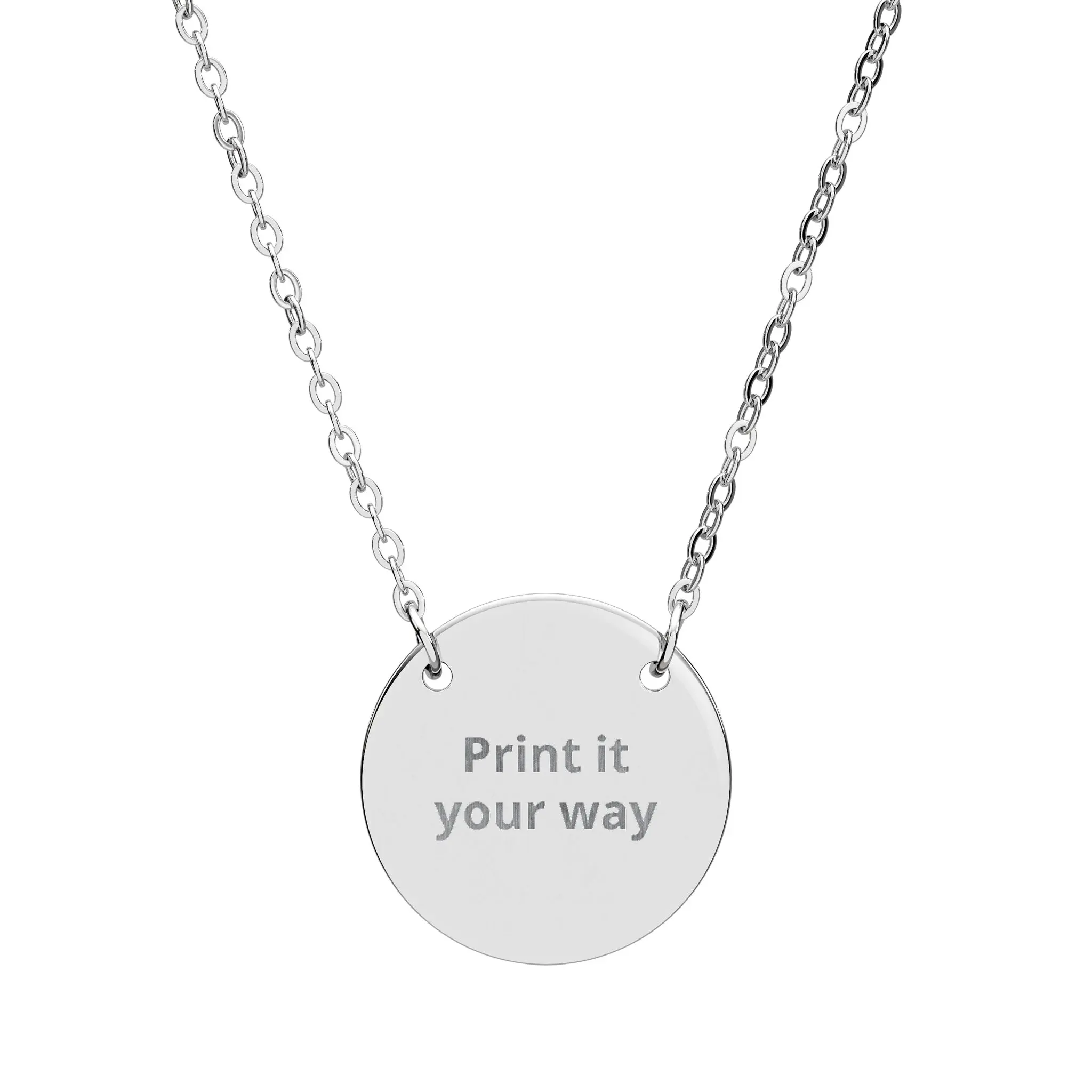 Engraved Circle Necklace, Personalized Round Pendant Necklace