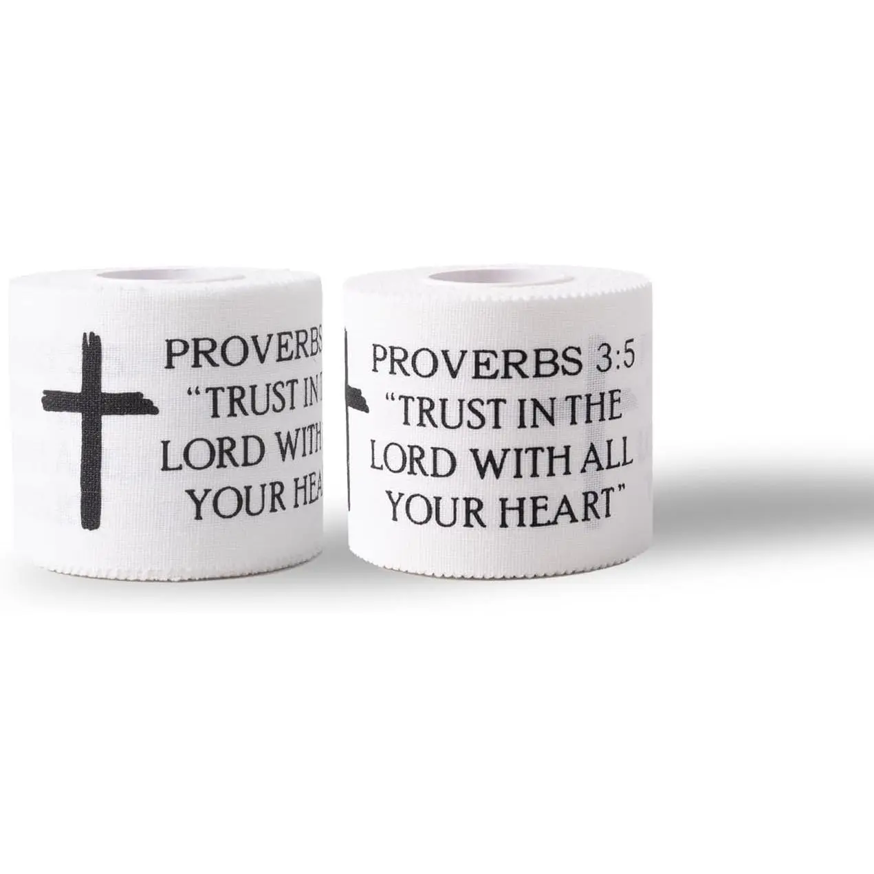 Christian Cotton Athletic Tape (2 Rolls Pack, 2"x23ft) - Cross Spiritual Motif, Breathable No Residue Sports Wrap, Unisex Muscle Support for Arms/Calves, Vital Area Protection, Aids in Faster Recovery, Inspirational Gift for Believers