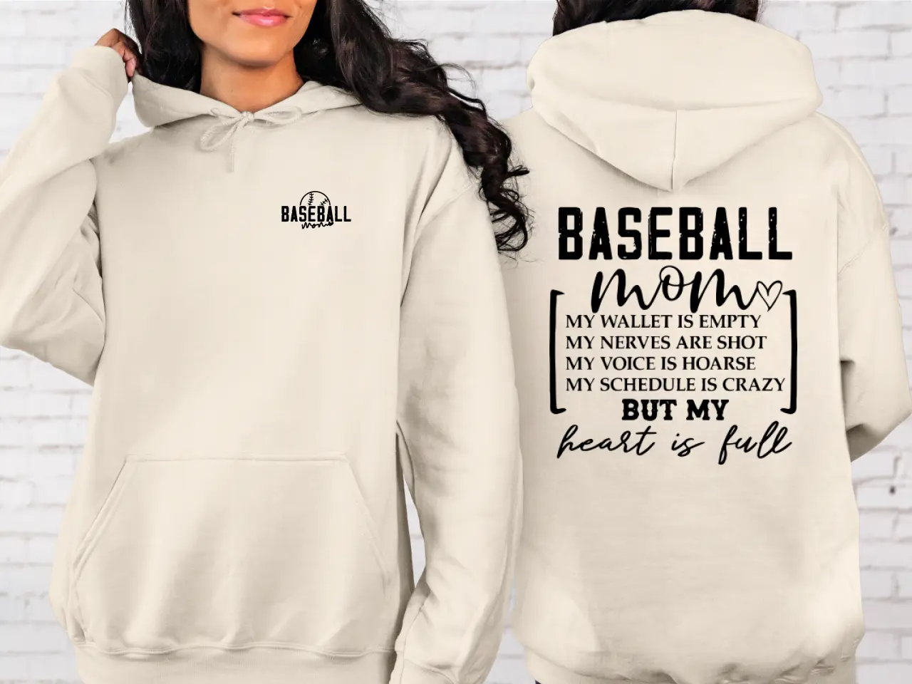 Baseball Mom Hoodie - Cute Long Sleeve 100% Cotton Sweatshirt, Casual Everyday Pullover for Sports Fans, Women's Top