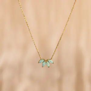 Turquoise Opal Marquise Necklace by Caitlyn Minimalist - Dainty Floral Charm Necklace - Elegant Wedding Jewelry - Perfect Gift for Her