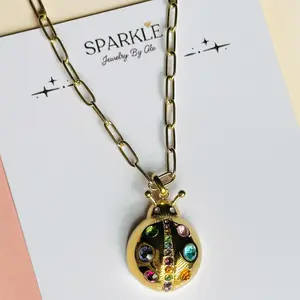 Ladybug Necklace | 17”+2” long | Stainless Steel 18k gold plated